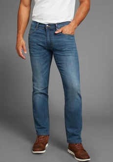 Arizona Stretch-Jeans gerade Beinform niedrig Leibhöhe mit GürtelSchlaufen Blau/Hellblau/Grün