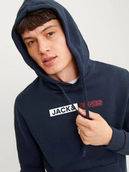 Jack & Jones Sweatshirt JJECORP LOGO SWEAT HOOD PLAY NOOS marine/rot/weiß