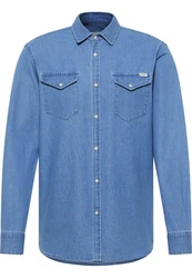 MUSTANG Langarmhemd Style Duver Jeansoptik Hellblau/Blau