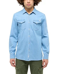 Langarmhemd Style Duver Jeansoptik mit aufgesetzten Brusttaschen