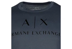 ARMANI EXCHANGE T-Shirt Herren Langarmshirt - Longsleeve Rundhals Logo Blau/Dunkelblau/Hellblau