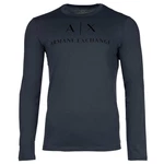 ARMANI EXCHANGE T-Shirt Herren Langarmshirt - Longsleeve Rundhals Logo Blau/Dunkelblau/Hellblau
