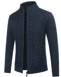 Allthemen Cardigan Herren Strickjacke mit Reißverschluss Dunkelblau/Blau