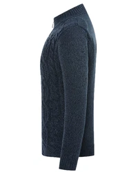 Allthemen Cardigan Herren Strickjacke mit Reißverschluss Dunkelblau/Blau