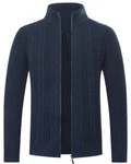 Allthemen Cardigan Herren Strickjacke mit Reißverschluss Dunkelblau/Blau