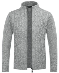 Allthemen Cardigan Herren Strickjacke mit Reißverschluss Grau/Hellgrau/Dunkelgrau