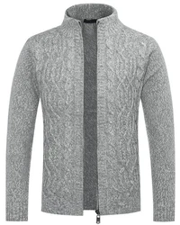 Allthemen Cardigan Herren Strickjacke mit Reißverschluss Grau/Hellgrau/Dunkelgrau