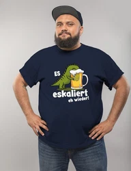MoonWorks Print-Shirt Herren T-Shirt T-Rex Dino Blau/Grau/Grün