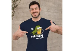 MoonWorks Print-Shirt Herren T-Shirt T-Rex Dino Blau/Grau/Grün