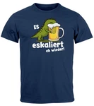 MoonWorks Print-Shirt Herren T-Shirt T-Rex Dino Blau/Grau/Grün