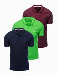 OMBRE Poloshirt Herren Pique Strick Dunkelblau/Mischfarben/Grün/Blau