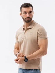 OMBRE Poloshirt Herren Pique Strick Beige/Braun