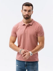 OMBRE Poloshirt Herren Pique Strick Beige/Braun