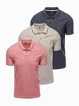 OMBRE Poloshirt Herren Pique Strick Beige/Braun
