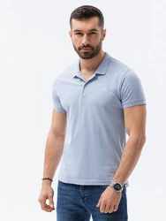 OMBRE Poloshirt Herren Pique Strick Hellblau/Blau