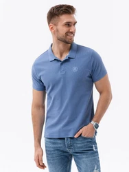 OMBRE Poloshirt Herren Pique Strick Hellblau/Blau