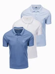 OMBRE Poloshirt Herren Pique Strick Hellblau/Blau
