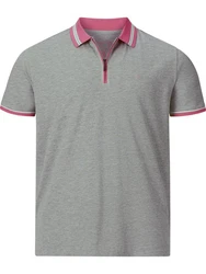 Charles Colby Poloshirt EARL PAT Hellgrau/Grau/Rot/Dunkelrot