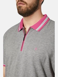 Charles Colby Poloshirt EARL PAT Hellgrau/Grau/Rot/Dunkelrot
