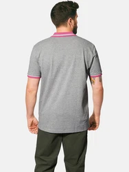 Charles Colby Poloshirt EARL PAT Hellgrau/Grau/Rot/Dunkelrot