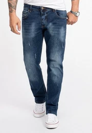 Straight-Jeans Herren Jeans Stonewashed Blau RC-2281
