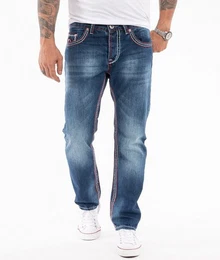 Straight-Jeans Herren Jeans dicke Nhte Dunkelblau RC-2272