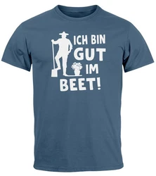 MoonWorks Print-Shirt Herren T-Shirt Ich bin gut im Beet Wortspiel Fun-Shirt Party Urlaub Fliederfarben/Hellblau/Blau/Grau