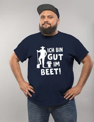 MoonWorks Print-Shirt Herren T-Shirt Ich bin gut im Beet Wortspiel Fun-Shirt Party Urlaub Dunkelblau/Fliederfarben/Hellblau/Blau
