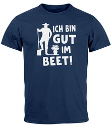 MoonWorks Print-Shirt Herren T-Shirt Ich bin gut im Beet Wortspiel Fun-Shirt Party Urlaub Dunkelblau/Fliederfarben/Hellblau/Blau