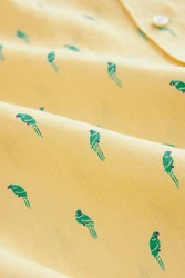 Next Leinenhemd mit originellen Prints (1-tlg) Gelb/Grün