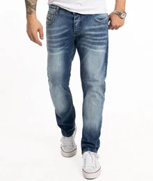 Straight-Jeans Herren Jeans Stonewashed Blau RC-2358