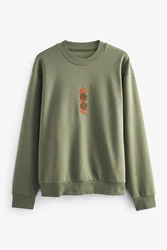 Next Sweatshirt Grafik-Sweatshirt mit Rundhalsausschnitt Dunkelgrün/Grün