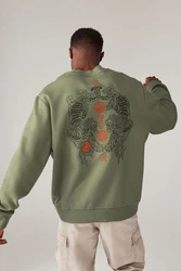 Next Sweatshirt Grafik-Sweatshirt mit Rundhalsausschnitt Dunkelgrün/Grün