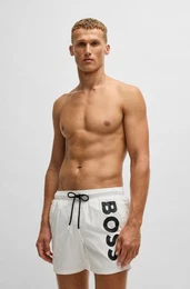 Badeshorts Octopus mit kontrastfarbenem Logo-Schriftzug auf dem Bein