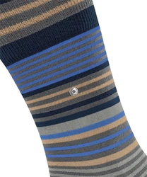 Burlington Socken Stripe Blau/Grau/Dunkelblau/Beige/Hellblau/Mischfarben