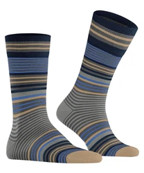 Burlington Socken Stripe Blau/Grau/Dunkelblau/Beige/Hellblau/Mischfarben