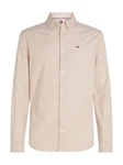 Tommy Jeans Hemd TJM Slim Stretch Oxford Shirt mit Flaglabel auf der Brust Khaki/Beige/Braun/Orange