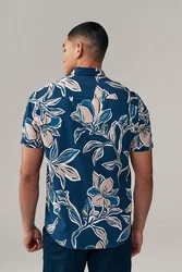 Next Kurzarmhemd mit Blumenmuster Blau
