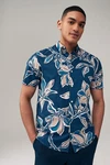 Next Kurzarmhemd mit Blumenmuster Blau