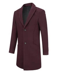 Allthemen Wintermantel mit Reverskragen Herren Dunkelrot/Bordeaux/Lila/Rot