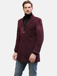 Allthemen Wintermantel mit Reverskragen Herren Dunkelrot/Bordeaux/Lila/Rot