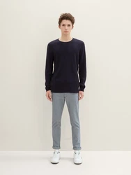 TOM TAILOR Denim Chinohose Strukturierte mit Gürtel Grau/Hellgrau/Dunkelblau/Dunkelgrau