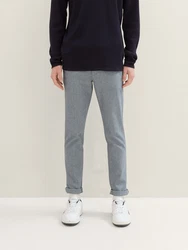 TOM TAILOR Denim Chinohose Strukturierte mit Gürtel Grau/Hellgrau/Dunkelblau/Dunkelgrau