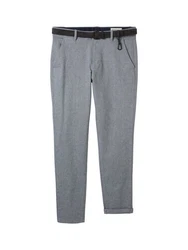 TOM TAILOR Denim Chinohose Strukturierte mit Gürtel Grau/Hellgrau/Dunkelblau/Dunkelgrau