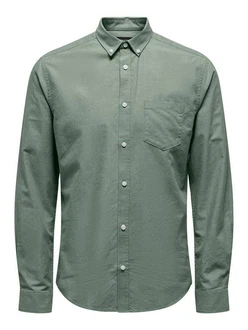 ONLY & SONS Langarmhemd Hemd Slim Fit Langarm Oxford Hemd ONSAlvaro (7802) Dunkelgrn (7802)