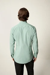 Next Langarmhemd Pflegeleichtes Slim Fit Hemd mit Sportmanschetten Grün/Hellgrün