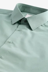 Next Langarmhemd Pflegeleichtes Slim Fit Hemd mit Sportmanschetten Grün/Hellgrün