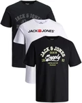 Jack & Jones Print-Shirt (Spar Set, 3er-Pack) Schwarz/Hellblau