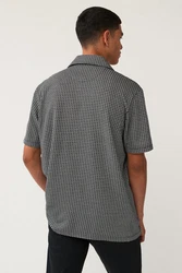 Next Kurzarmhemd Jersey-Hemd Dunkelgrau/Grau/Schwarz