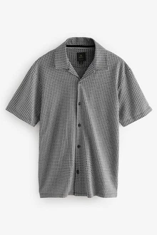 Next Kurzarmhemd Jersey-Hemd Dunkelgrau/Grau/Schwarz